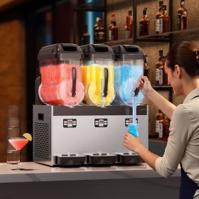 Commercial Slushy Machine, 12Lx3 Triple Tank Frozen Drink Machine, 144 Cups Stainless Steel Margarita Smoothie Frozen Drink Maker