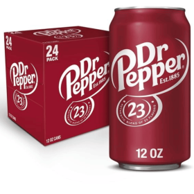Dr Pepper Soda Pop, 12 fl oz, 24 Pack Cans