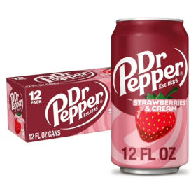 Dr Pepper Strawberries & Cream Soda Pop, 12 fl oz, 12 Pack Cans