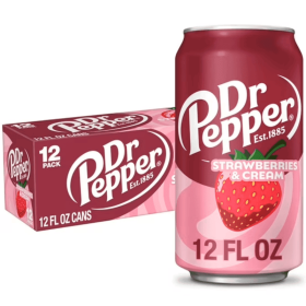 Dr Pepper Strawberries and Cream Soda Pop, 12 fl oz, 12 Pack Cans