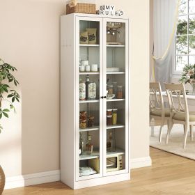 Metal Kitchen Pantry Cabinet - 72" Tall Storage with 5 Adjustable Shelves, White Freestanding Cabinet for Kitchen/Pantry/Bathroom (Color: White)